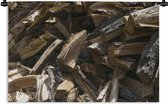 Wandkleed Brandhout - Slordige stapel brandhout Wandkleed katoen 150x100 cm - Wandtapijt met foto