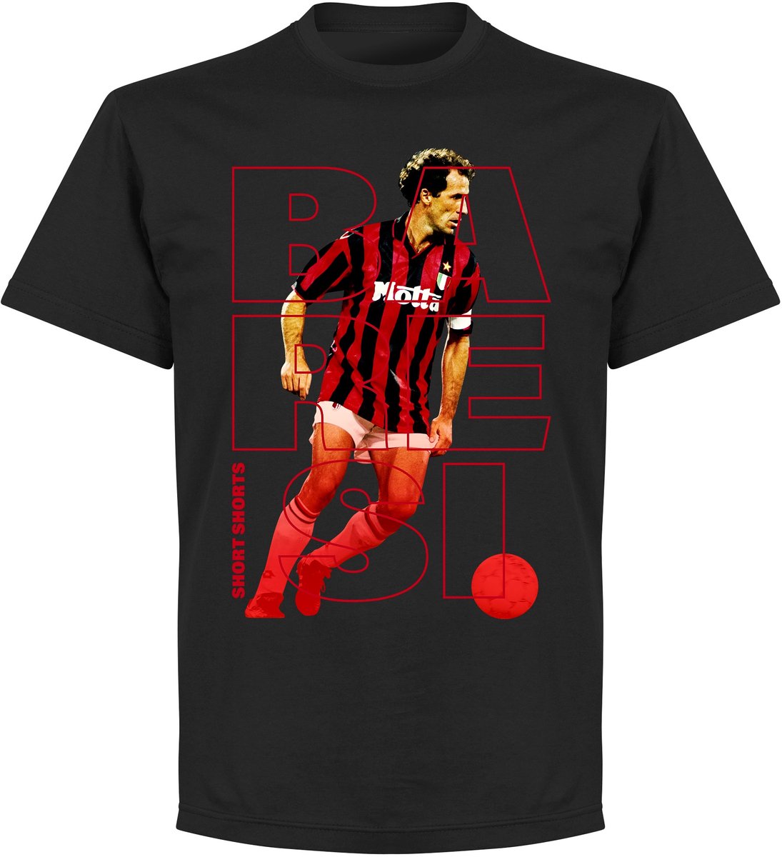 Baresi Short Shorts T-shirt - Zwart - XL