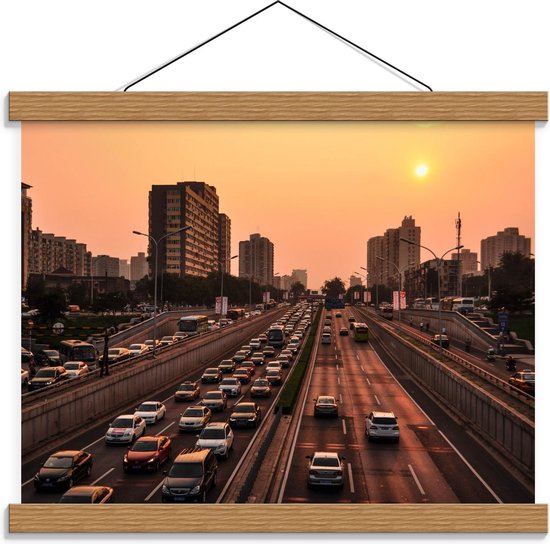 Schoolplaat – Drukke Wegen - 40x30cm Foto op Textielposter (Wanddecoratie op Schoolplaat)