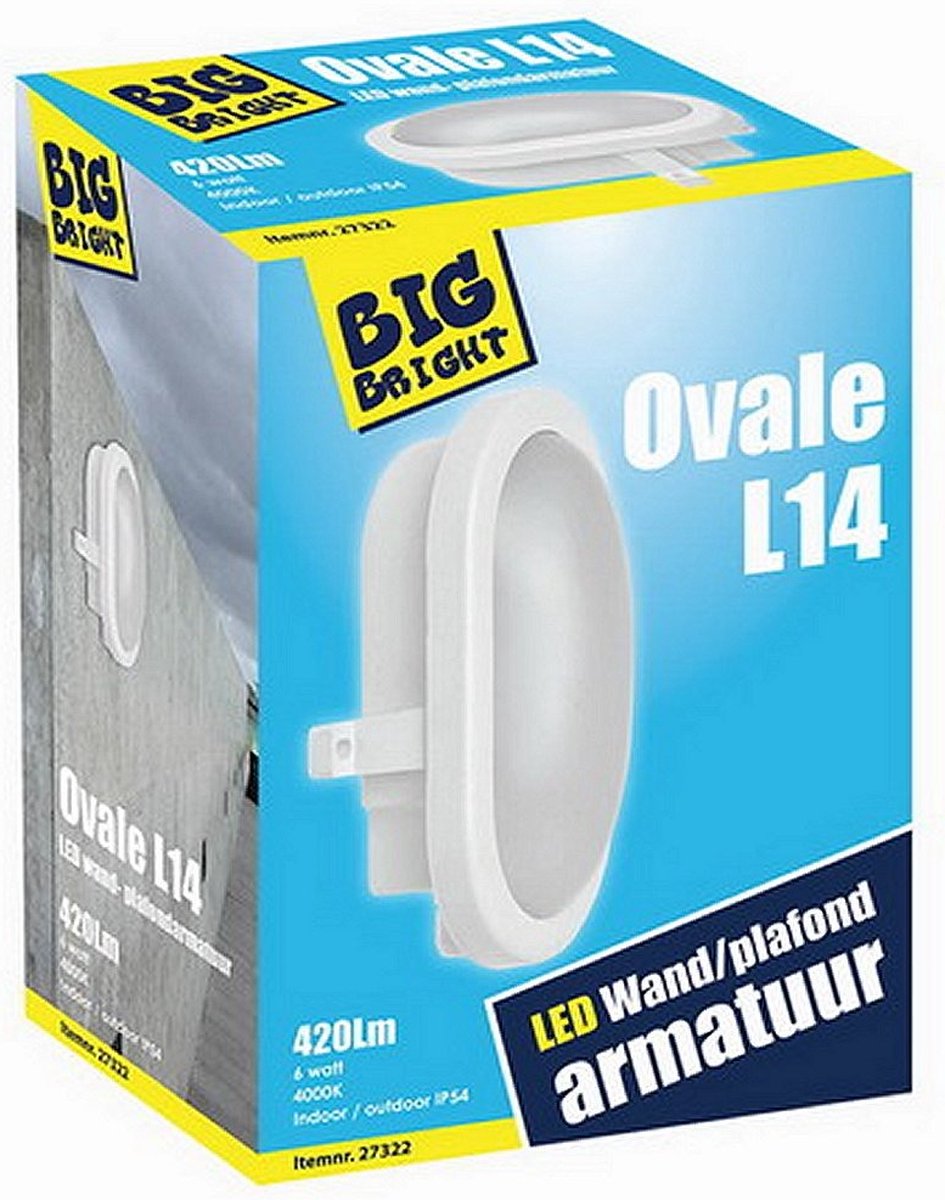 Big Bright Ovale L14 LED Plafond/Wandlamp 6W 4000K 420LM 17cm