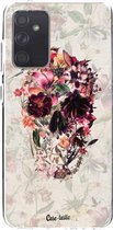 Casetastic Samsung Galaxy A72 (2021) 5G / Galaxy A72 (2021) 4G Hoesje - Softcover Hoesje met Design - Flower Skull Print