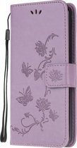 Samsung Galaxy A12 Hoesje - Coverup Bloemen & Vlinders Book Case - Paars