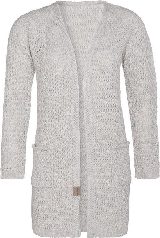 Knit Factory Luna Gebreid Vest Beige - Gebreide dames cardigan - Middellang vest reikend tot boven de knie - Beige damesvest gemaakt uit 30% wol en 70% acryl - 40/42 - Met steekzakken
