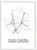 Oud-Gastel Plattegrond poster A2 + fotolijst wit (42x59,4cm) DesignClaud