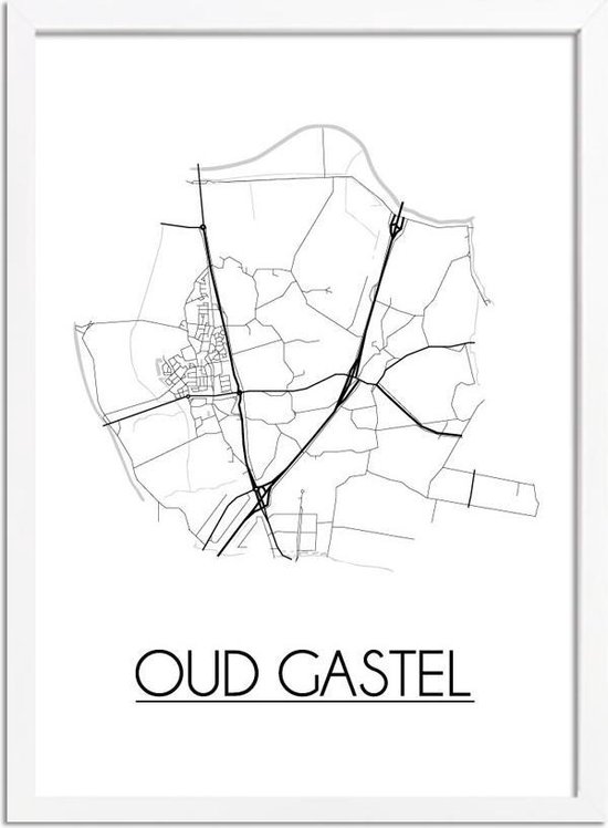 OudGastel Plattegrond poster A2 + fotolijst wit (42x59,4cm