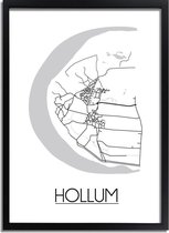 Hollum Plattegrond poster A4 + fotolijst zwart (21x29,7cm) - DesignClaud