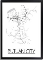 Butuan City Plattegrond poster A2 + fotolijst zwart (42x59,4cm) - DesignClaud