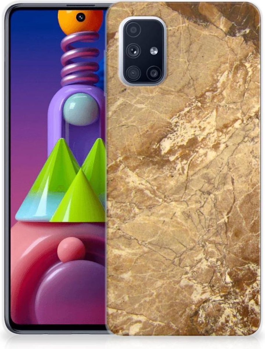 Back Cover voor Samsung Galaxy M51 TPU Siliconen Hoesje Marmer Creme