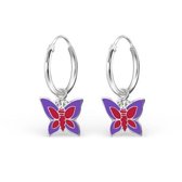 Aramat jewels ® - 925 sterling zilveren kinder oorringen met hanger vlinder