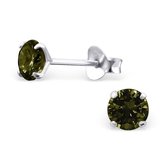 Aramat jewels ® - Kinder oorbellen rond zirkonia 925 zilver groen 5mm