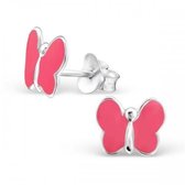 Aramat jewels ® - Kinder oorbellen vlinder roze 925 zilver 7mm x 8mm