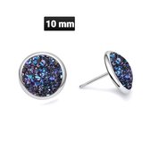 Aramat jewels ® - Druzy oorbellen zweerknopjes blauw chirurgisch staal 10mm