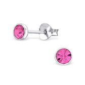 Aramat jewels ® - 925 sterling zilveren kinder oorbellen rond roze kristal 4mm