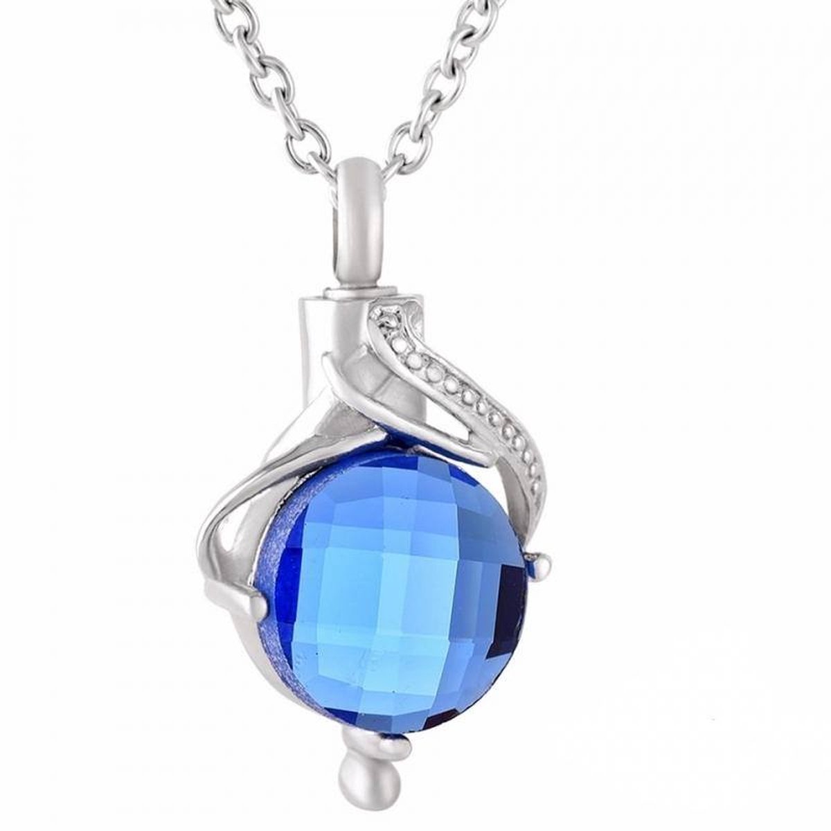 Aramat Jewels | Gedenkhangers | Ashanger Druppelvorm Blauwe Zirkonia – 31x18mm Zilverkleurig RVS | | | |20mm | Staal | Volwassenen | Verkleurd niet