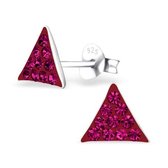 Aramat jewels ® - Oorbellen driehoek kristal 925 zilver rood 8mm x 7mm