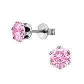 Aramat jewels ® - Oorbellen zirkonia zweerknopjes roze chirurgisch staal 6mm