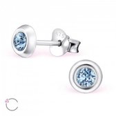 Aramat jewels ® - Zilveren oorbellen ronde 5mm saffier blauw swarovski elements kristal