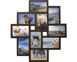 Fotolijst - Henzo - Holiday Gallery - Collagelijst voor 10 foto's - Fotomaat 10x15 cm - Donkerbruin