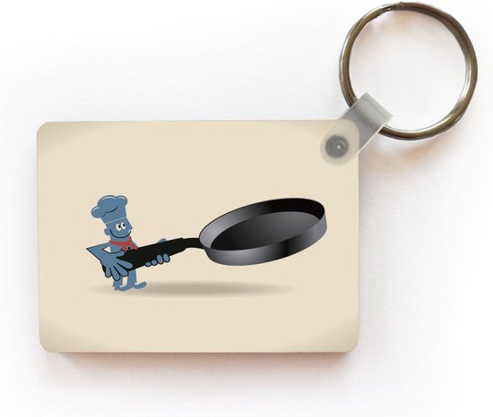 Porte-clés Poêle à frire Illustration - Une illustration d'un personnage de  dessin... | bol.com