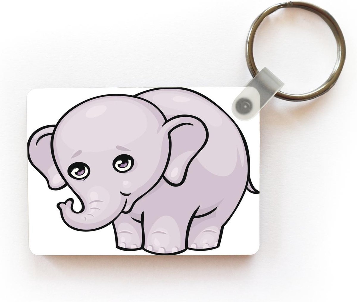 Sleutelhanger - Een cartoon illustratie van een baby olifant - Uitdeelcadeautjes - Plastic