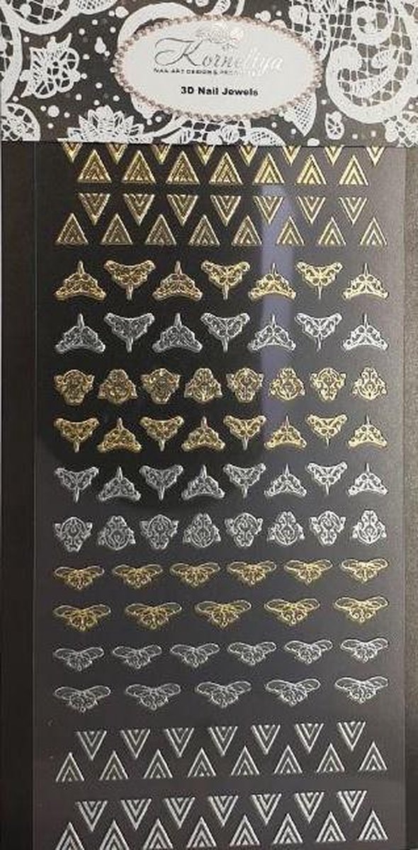 Goedkoopste Nail Art Stickers - Nagel Stickers - Korneliya 3D Nail Jewels XL - XL07 Triangle Barock