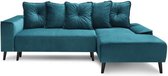 BOBOCHIC HERA Converteerbare hoekbank rechts + chaise longue - stof marineblauw - L 260 x D 160 x H 95 cm