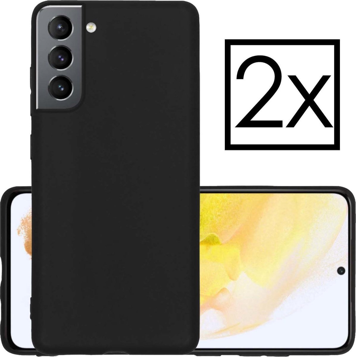 Hoesje - 2 Stuks - Geschikt voor Samsung Galaxy S21 Plus - Sterk & Shockproof - Case Siliconen - Back Cover - Telefoon Hoes - Zwart