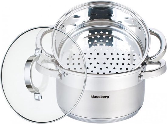 Klausberg 7138 - stoompan - 3 delig - 20cm - rvs - alle warmtebronnen