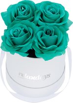 Relaxdays flowerbox - rozenbox - box - 4 kunstrozen - bloemenboeket - decoratie - turkoois