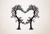 Wanddecoratie - Bomen in vorm van hart liefde - XS - 25x29cm - Zwart - muurdecoratie - Line Art