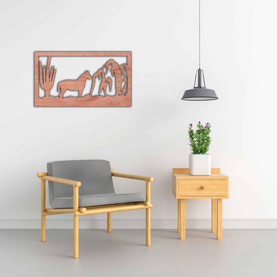 Décoration murale - Panneau mural - cheval sauvage - XS - 17x30cm - Contreplaqué - décoration murale - Line Art