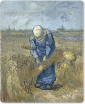 Muismat Vincent van Gogh 2 - De schovenbindster (naar Millet) - Schilderij van Vincent van Gogh muismat rubber - 19x23 cm - Muismat met foto