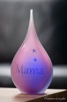 Urn met een door u aangegeven naam- Urn van glas met naam en symbool dmv. hoge kwaliteit sign folie óf zandstraling-Mini urn 50ml inhoud roze-blauw voor crematie-as-Deelbestemming