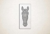 Line Art - Paard vierkant - XS - 30x14cm - EssenhoutWit - geometrische wanddecoratie