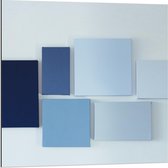 Dibond - Blauwe Kleurenwaaier - 80x80cm Foto op Aluminium (Met Ophangsysteem)