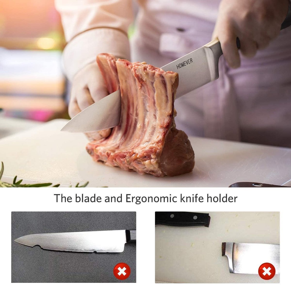Bloc à couteaux Homever avec ensemble de 16 couteaux de cuisine | Acier  inoxydable de... | bol