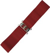 Elastische tailleriem 'Vintage stretch waist belt' burgundy bordeaux rood MEDIUM - Dancing Days / Banned Retro