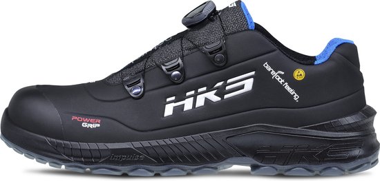 Foto: Hks barefoot feeling bfs 70 boa s3 werkschoenen veiligheidsschoenen safety shoes laag heren dames composiet antislip esd lichtgewicht vegan zwart grijs blauw maat 44