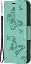 Mobigear Telefoonhoesje geschikt voor Samsung Galaxy S24 Hoesje | Mobigear Butterfly Bookcase Portemonnee | Pasjeshouder voor 3 Pasjes | Telefoonhoesje voor Pinpas / OV Kaart / Rijbewijs - Groen