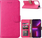 LuxeBass book case voor iPhone 15 Pro | kunstleer roze | kaartvakken | voor- & achterkant bescherming | valbestendig tot 1m | telefoonhoesje