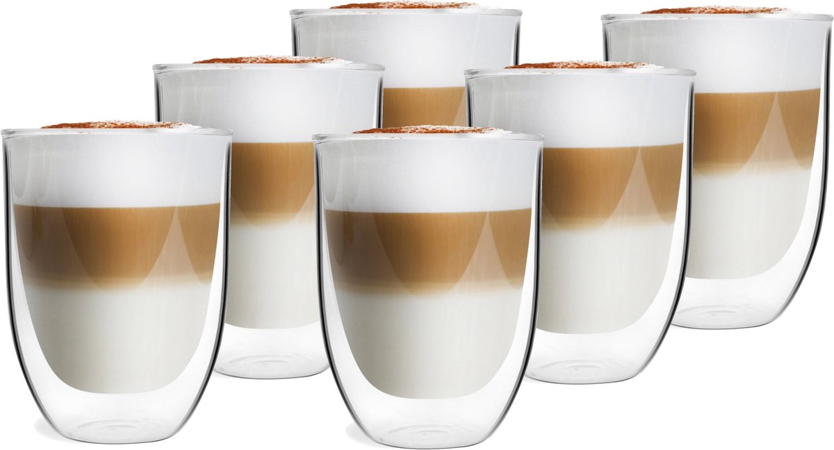Dubbelwandige Koffieglazen - Latte Macchiato Glazen – Theeglazen - Set van 6 stk - 325 ml