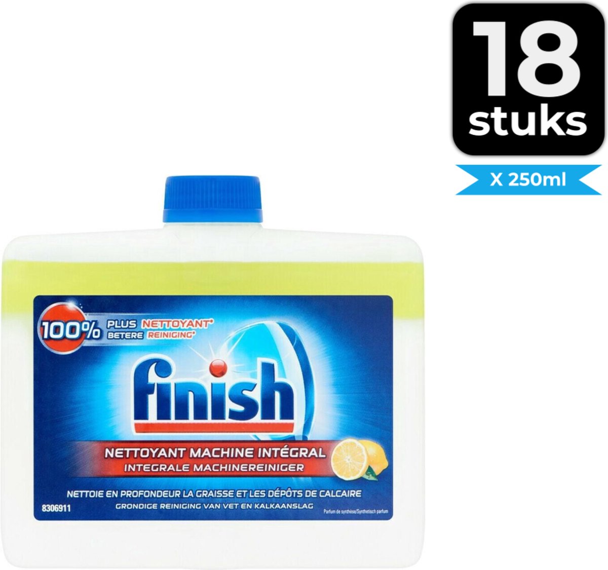 Finish Vaatwasmachine Reiniger - Citroen - 250 ml - Voordeelverpakking 18 stuks