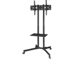 Hama tv standaard met wielen - Vast - 75 inch - max 40kg - VESA 600x400 - in hoogte verstelbaar - met extra plank