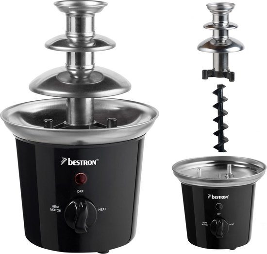 Bestron Chocoladefontein, met indicatielampje, 60 Watt, RVS, Kleur: zwart