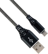 USB-C Kabels Oplaadkabel USB C naar USB C Kabel Nylon - USB C Kabel Data - USB C naar USB C Kabel - 2 meter - Zwart/Wit