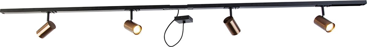 QAZQA jeana - Moderne Spot railsysteem verlichting, railverlichting geschikt voor led - 4 lichts - L 200 cm - Brons - Woonkamer | Slaapkamer | Keuken