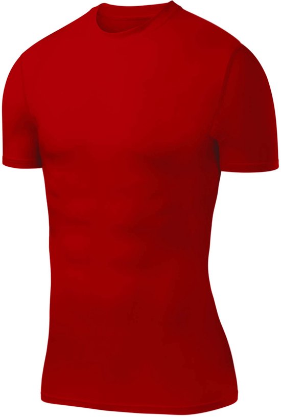 PowerLayer Mannen Compression Basislaag Top Korte Mouw Thermisch Ondershirt - Rood, XL