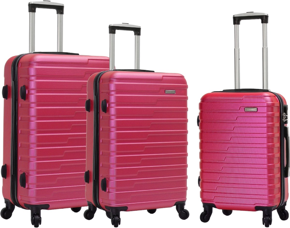 Madisson - reiskoffer set - ABS - 3-delig - anti diefstal slot - roze