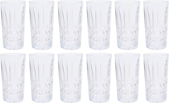 Lot De 4 Verres à Eau 400 Ml Carrés Transparents - Design Élégant Long Drink - Pour Eau, Jus, Bière, Cocktails & Mojito