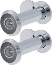 AMIG deurspion/kijkgat - 2x - verchroomd - deurdikte 60 tot 85mm -160 graden kijkhoek -16mm boorgat